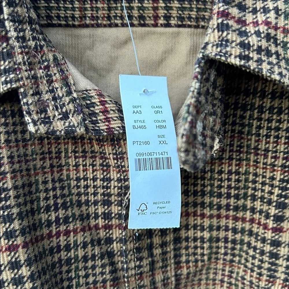NWT J. Crew Corduroy CPO Shirt in Haizel Brown Multi Size XXL Gorpcore Casual